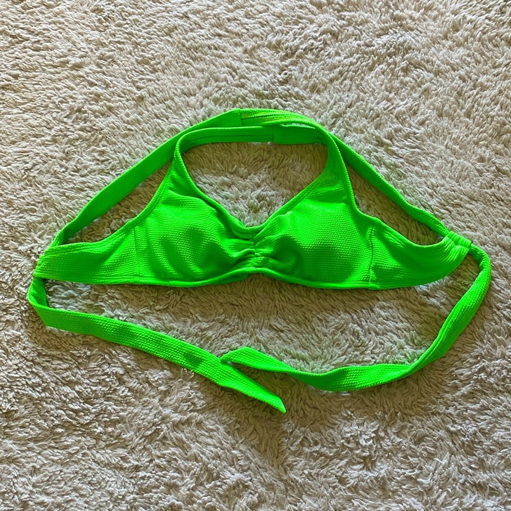 Lime green criss-cross bikini top!